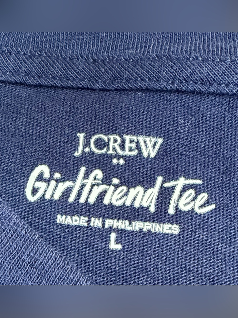 J Crew Girlfriend Crewneck Cotton Short Sleeve Tee Bright Indigo Large - Picture 7 of 7